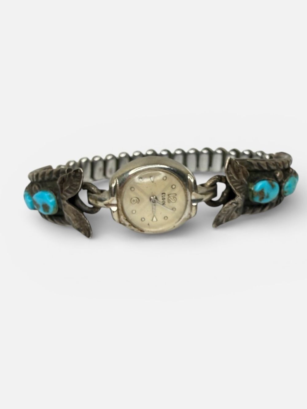 Vtg Turquoise Sterling Silver handcrafted Watch Band Native American Hand made
